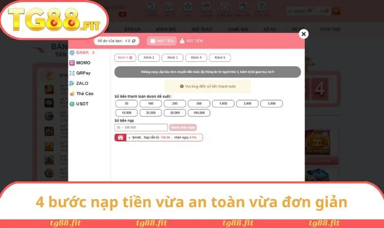 4 bước nạp tiền vừa an toàn vừa đơn giản
