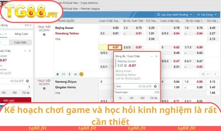 Kế hoạch chơi game và học hỏi kinh nghiệm là rất cần thiết